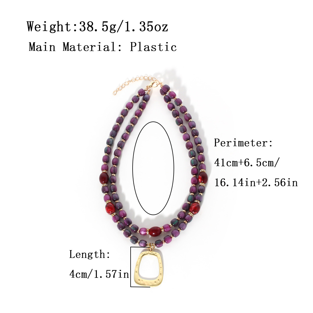 Elegant Retro Color Block Alloy Plastic Beaded Women's Layered Necklaces display picture 1