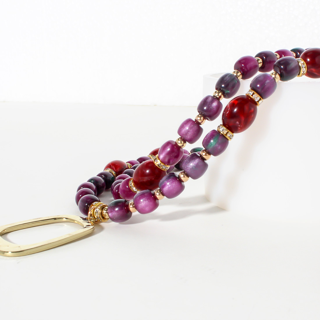Elegant Retro Color Block Alloy Plastic Beaded Women's Layered Necklaces display picture 10