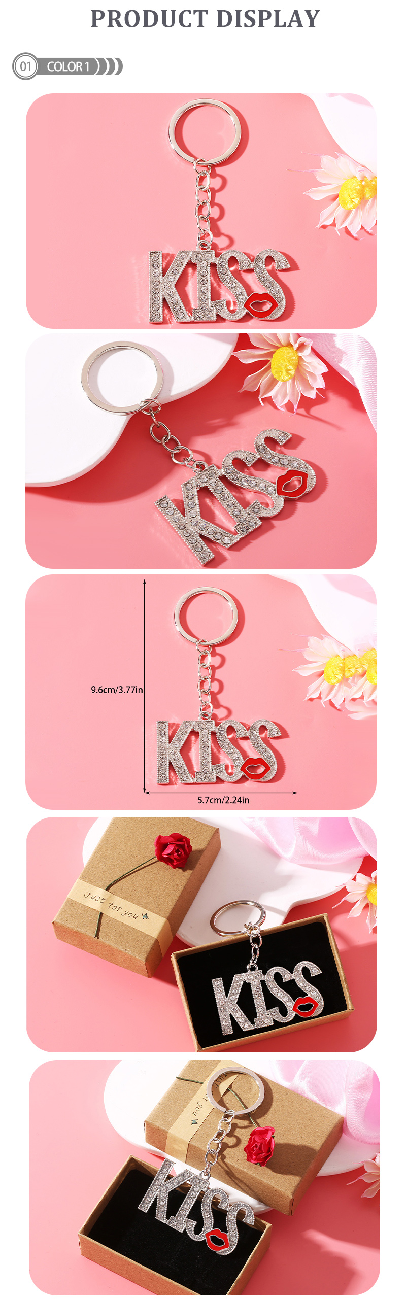 IG Style Simple Style Lips Letter Alloy Enamel Plating Inlay Zircon Bag Pendant Keychain display picture 2