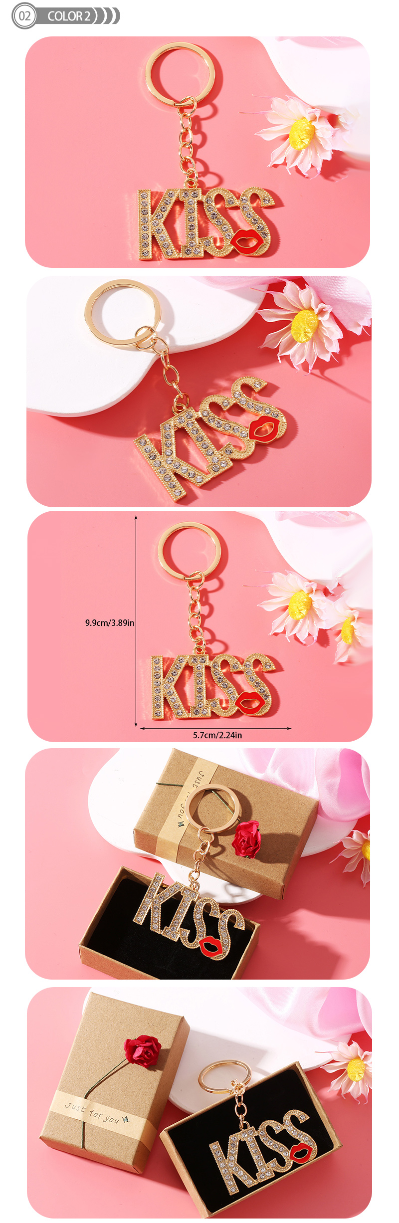 IG Style Simple Style Lips Letter Alloy Enamel Plating Inlay Zircon Bag Pendant Keychain display picture 3