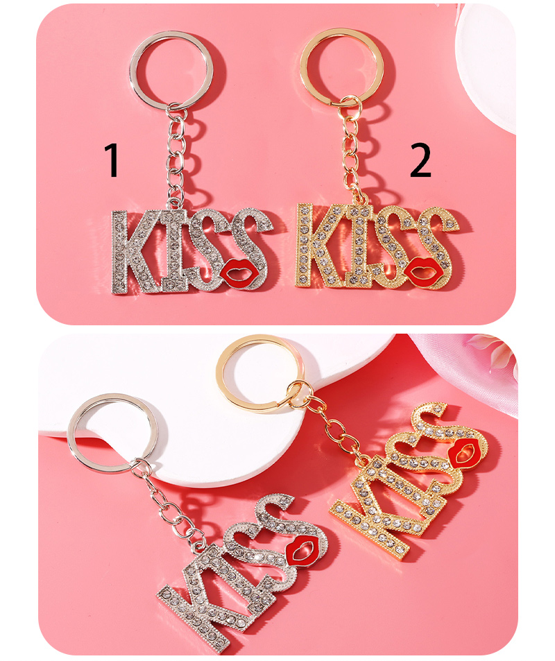 IG Style Simple Style Lips Letter Alloy Enamel Plating Inlay Zircon Bag Pendant Keychain display picture 4