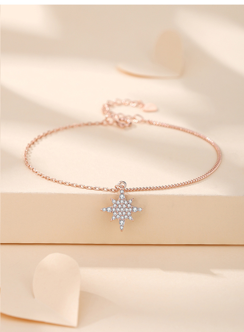 Argent Sterling Style Simple Brillant Polissage Incruster Star Zircon Bracelets display picture 2