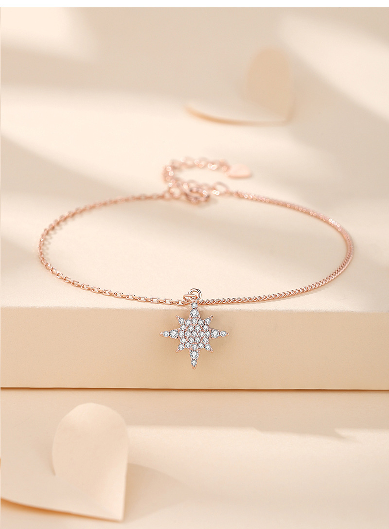 Sterling Silver Simple Style Shiny Polishing Inlay Star Zircon Bracelets display picture 2