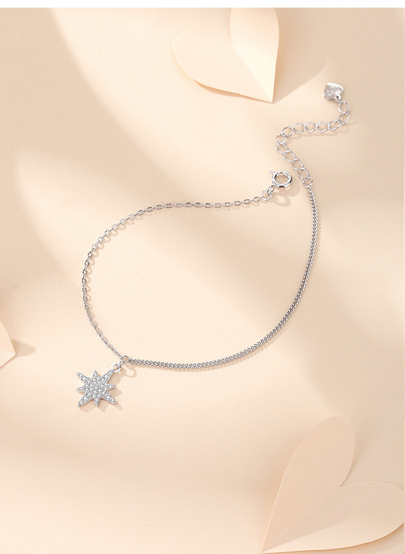 Sterling Silver Simple Style Shiny Polishing Inlay Star Zircon Bracelets display picture 3