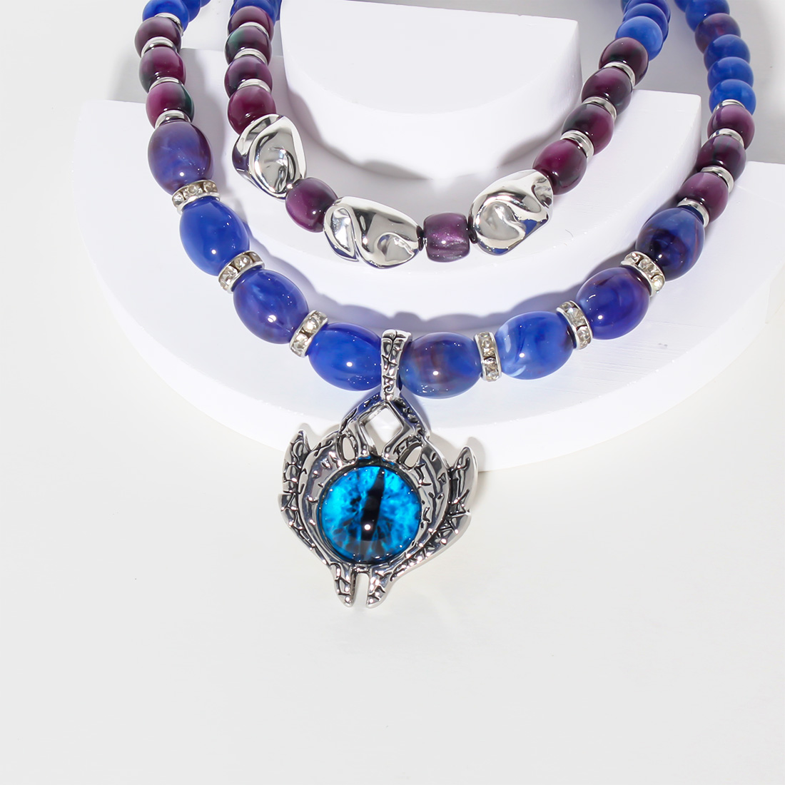 Retro Übertrieben Auge Legierung Kunststoff Perlen Frau Halskette display picture 19