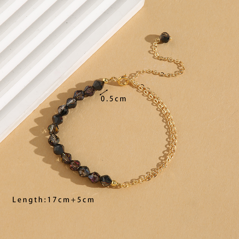 Simple Style Commute Geometric Crystal Copper Beaded 18K Gold Plated Women's Bracelets display picture 1