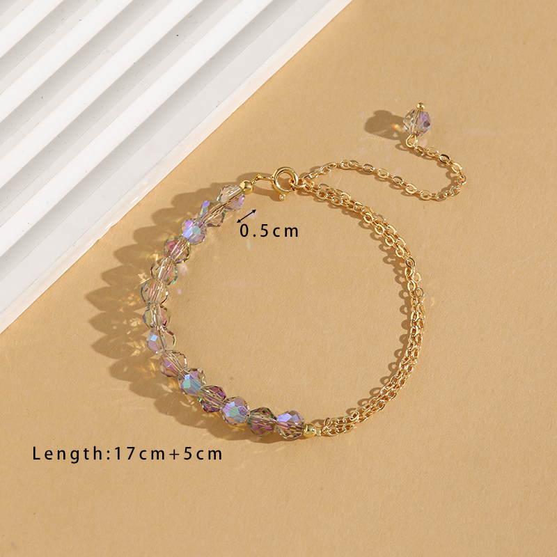 Style Simple Commuer Géométrique Cristal Le Cuivre Perlé Plaqué Or 18K Femmes Bracelets display picture 5