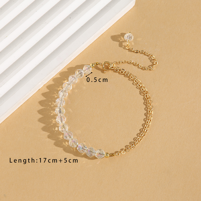 Style Simple Commuer Géométrique Cristal Le Cuivre Perlé Plaqué Or 18K Femmes Bracelets display picture 6