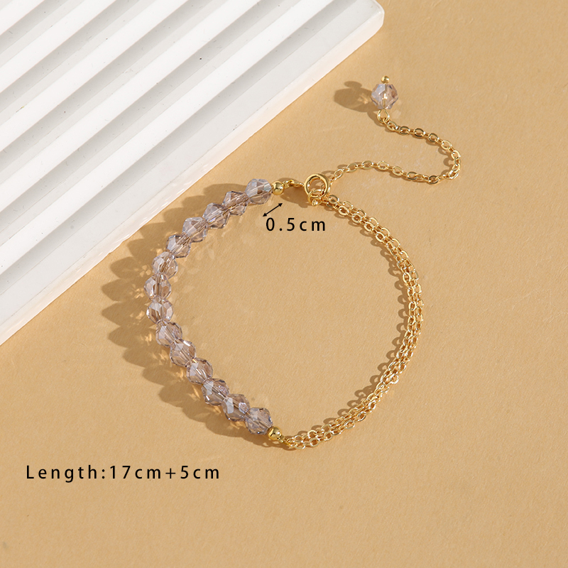Style Simple Commuer Géométrique Cristal Le Cuivre Perlé Plaqué Or 18K Femmes Bracelets display picture 2