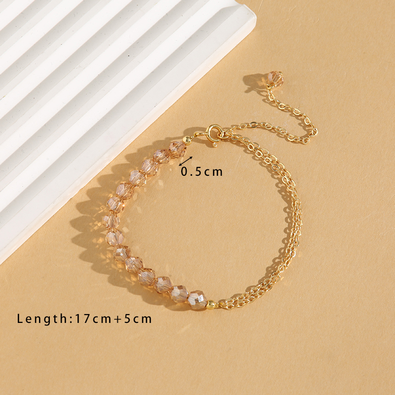 Simple Style Commute Geometric Crystal Copper Beaded 18K Gold Plated Women's Bracelets display picture 7