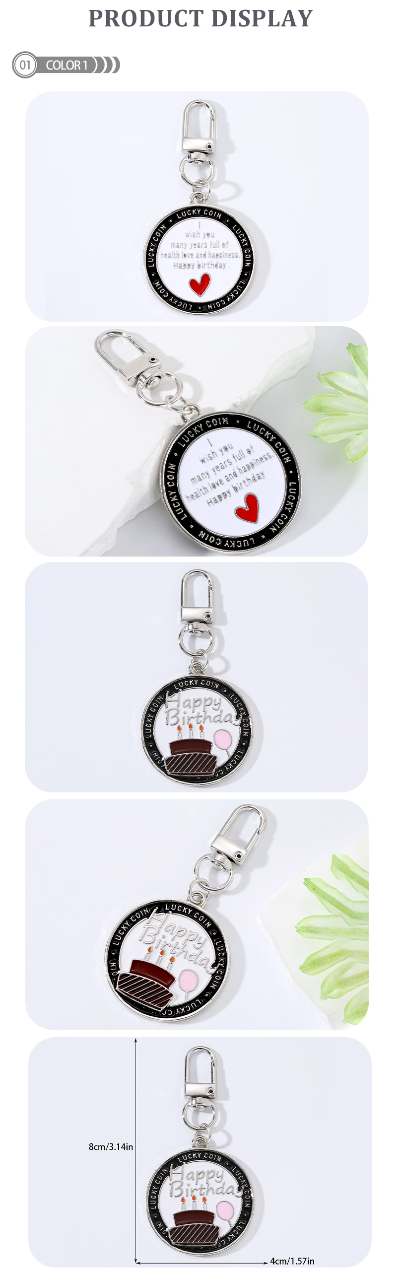 Simple Style Round Letter Cake Alloy Enamel Plating Birthday Bag Pendant Keychain display picture 2