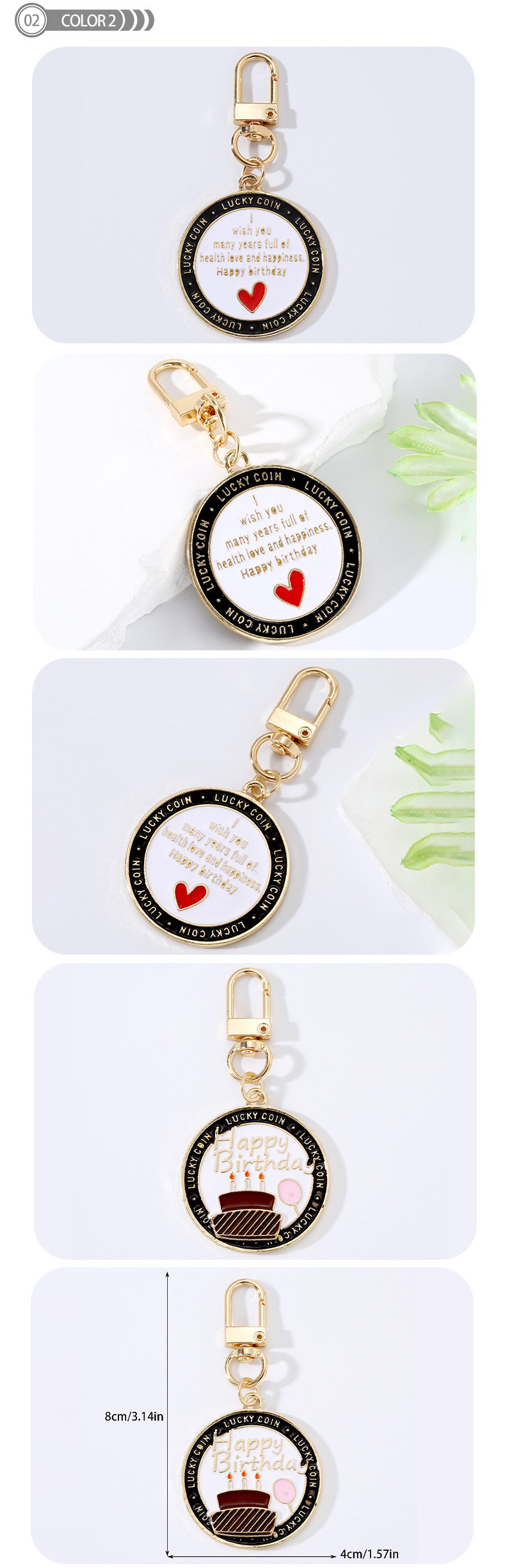 Simple Style Round Letter Cake Alloy Enamel Plating Birthday Bag Pendant Keychain display picture 3