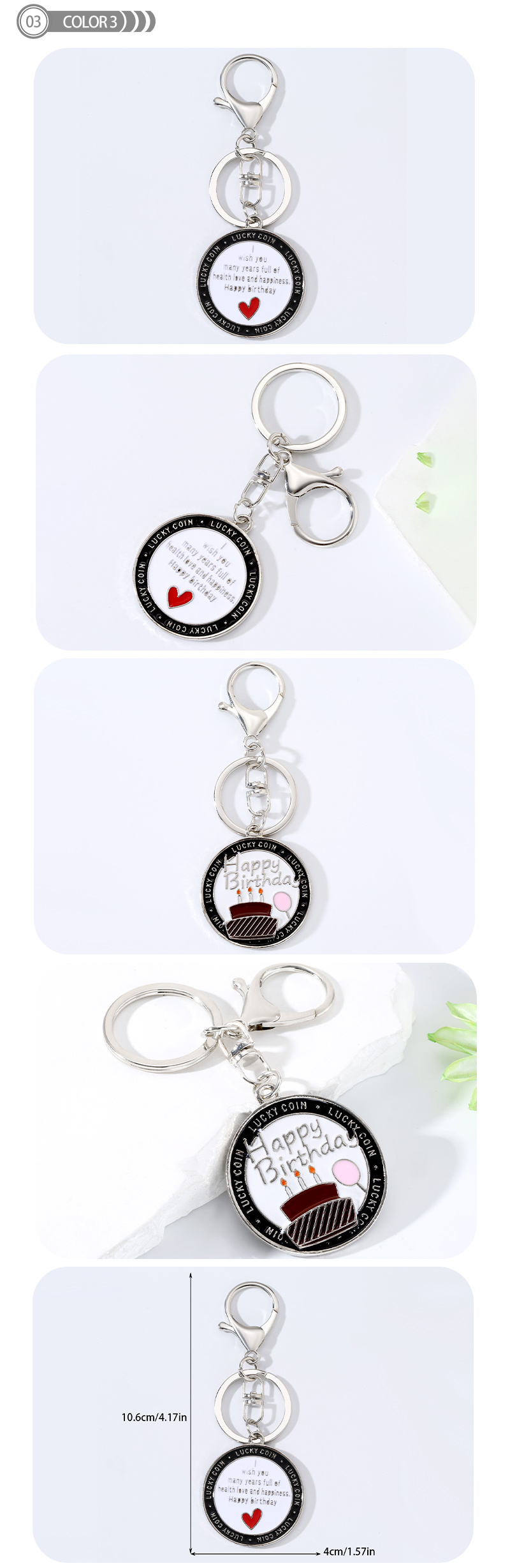 Simple Style Round Letter Cake Alloy Enamel Plating Birthday Bag Pendant Keychain display picture 4
