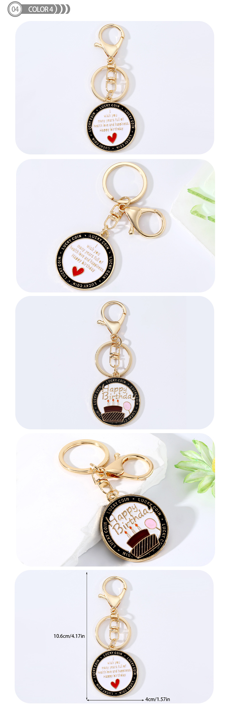 Simple Style Round Letter Cake Alloy Enamel Plating Birthday Bag Pendant Keychain display picture 5