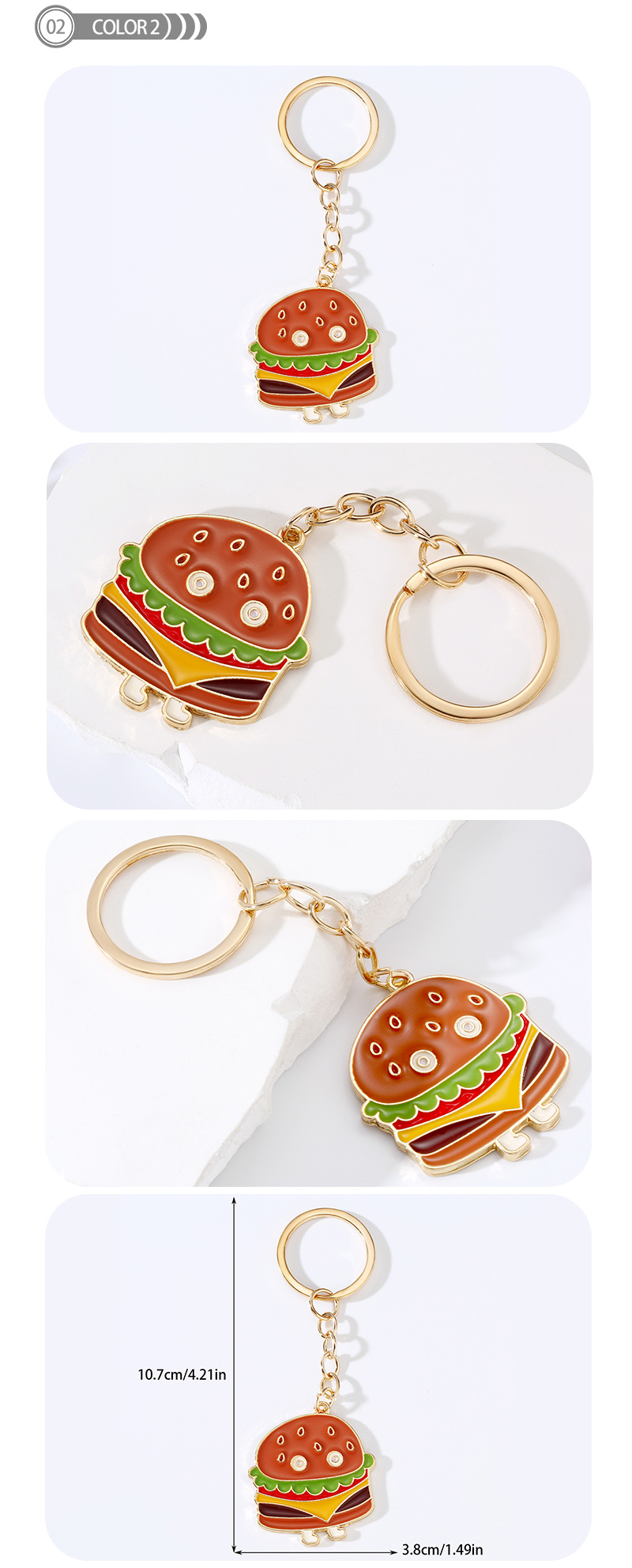 IG Style Simple Style Dog Hamburger Strawberry Alloy Enamel Plating Inlay Pearl Bag Pendant Keychain display picture 3