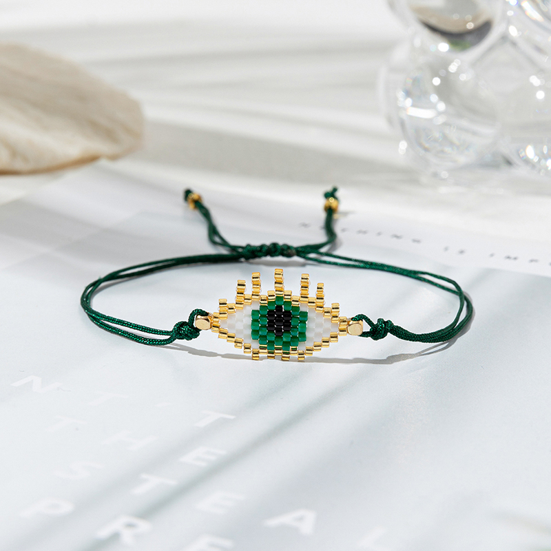 Casual Shiny Devil's Eye Polyester Glass Knitting Women's Bracelets display picture 4