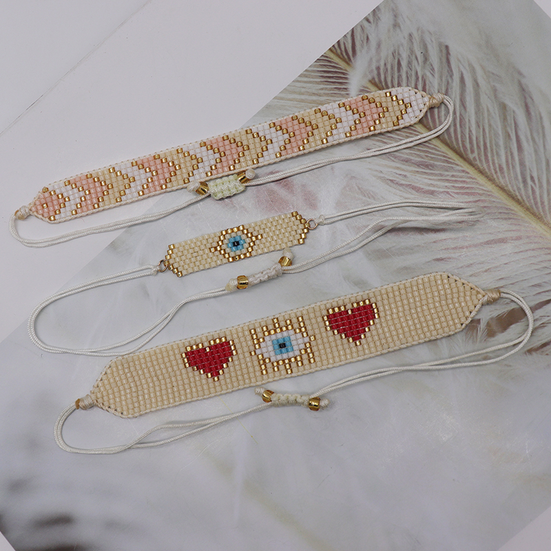 Elegant Glam Devil's Eye Heart Shape Arrow Polyester Glass Knitting Women's Bracelets display picture 2