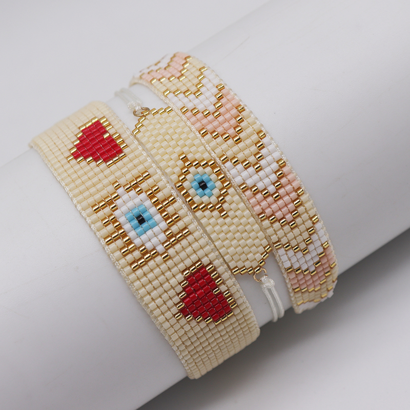 Elegant Glam Devil's Eye Heart Shape Arrow Polyester Glass Knitting Women's Bracelets display picture 1