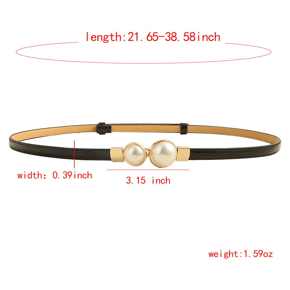 Simple Style Classic Style Solid Color Pu Leather Pearl Women's Leather Belts display picture 1