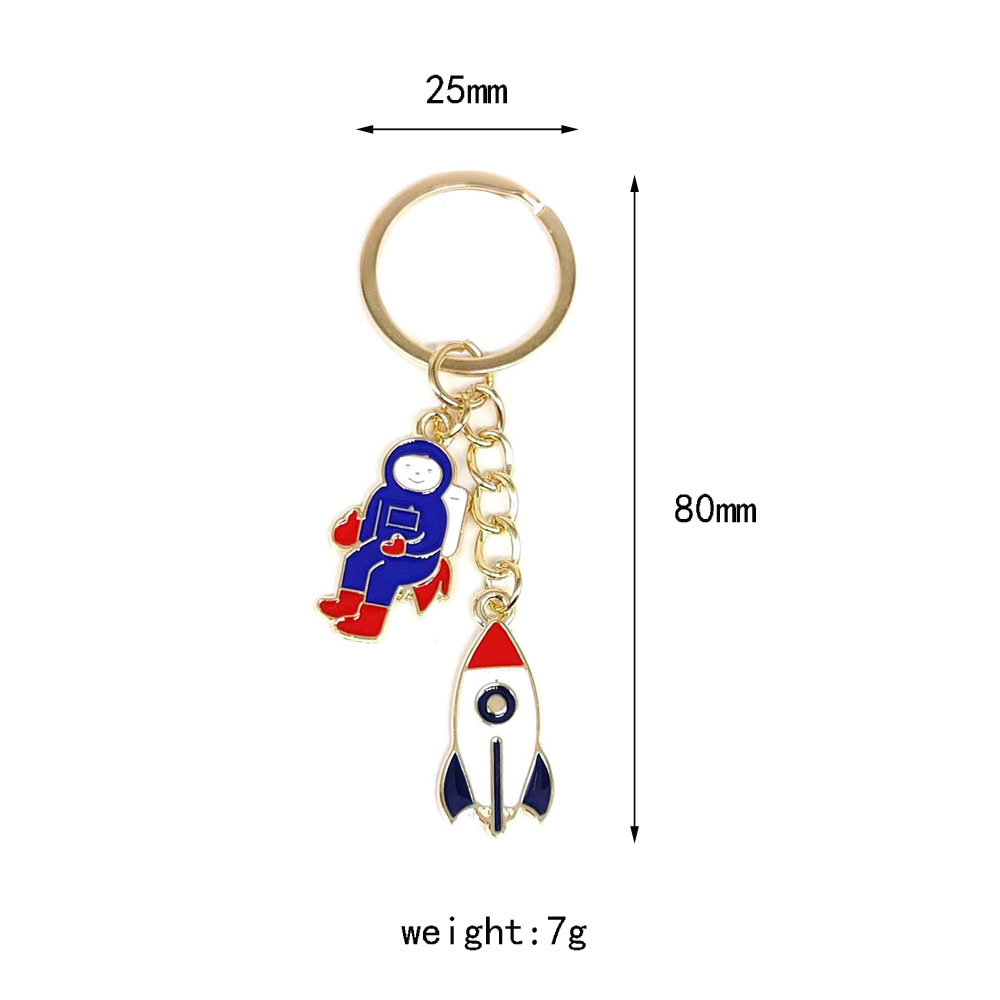 Streetwear Astronaut Rocket Alloy Enamel Gold Plated Bag Pendant Keychain display picture 2