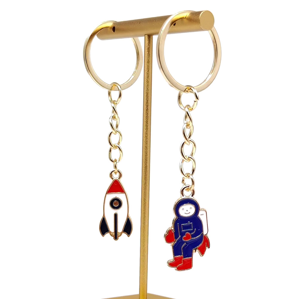 Streetwear Astronaut Rocket Alloy Enamel Gold Plated Bag Pendant Keychain display picture 5