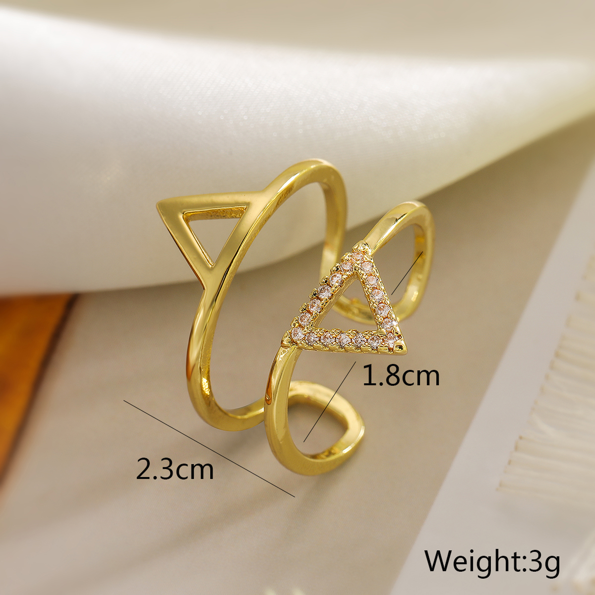 Wholesale Retro Commute Geometric Copper Plating Inlay 18K Gold Plated Zircon Open Rings display picture 2