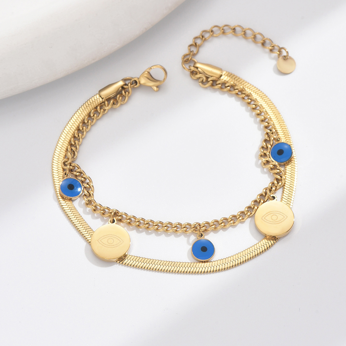 Casual Vacation Ethnic Style Eye Gourd 304 Stainless Steel 14K Gold Plated Zircon Bracelets In Bulk display picture 5