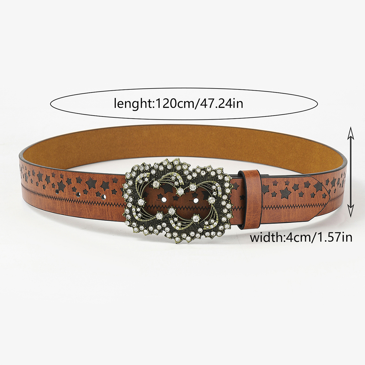 Vintage Style Star Pu Leather Inlay Diamond Women's Leather Belts display picture 6