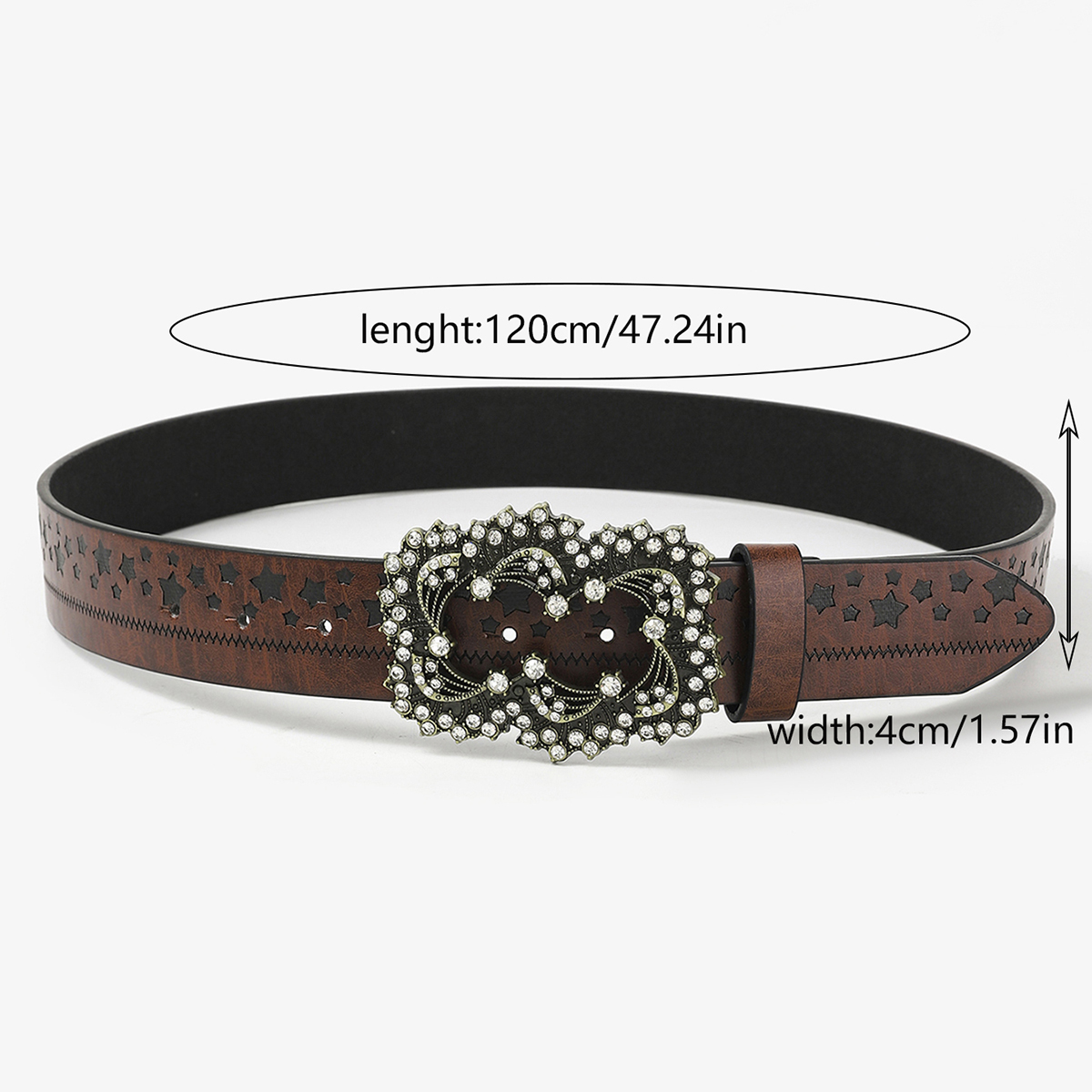 Vintage Style Star Pu Leather Inlay Diamond Women's Leather Belts display picture 2