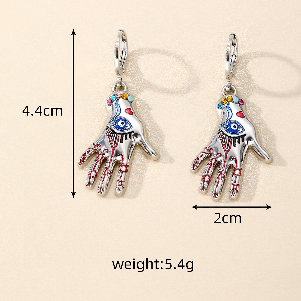 1 Pair Vintage Style Ethnic Style Simple Style Palm Hand Of Fatima Eye Alloy Drop Earrings display picture 5