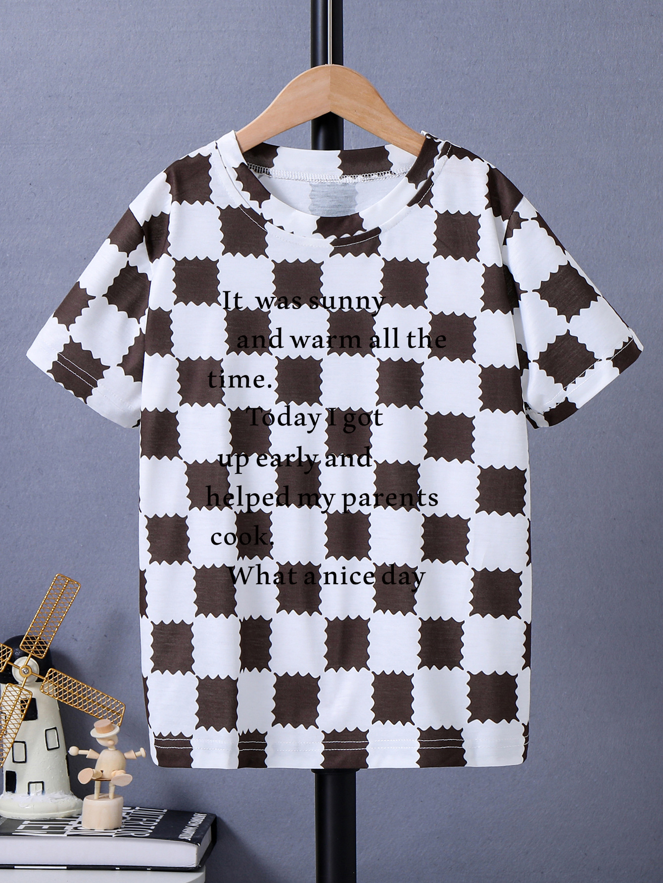 Einfacher Stil Brief Plaid Polyester T-Shirts & Hemden display picture 1
