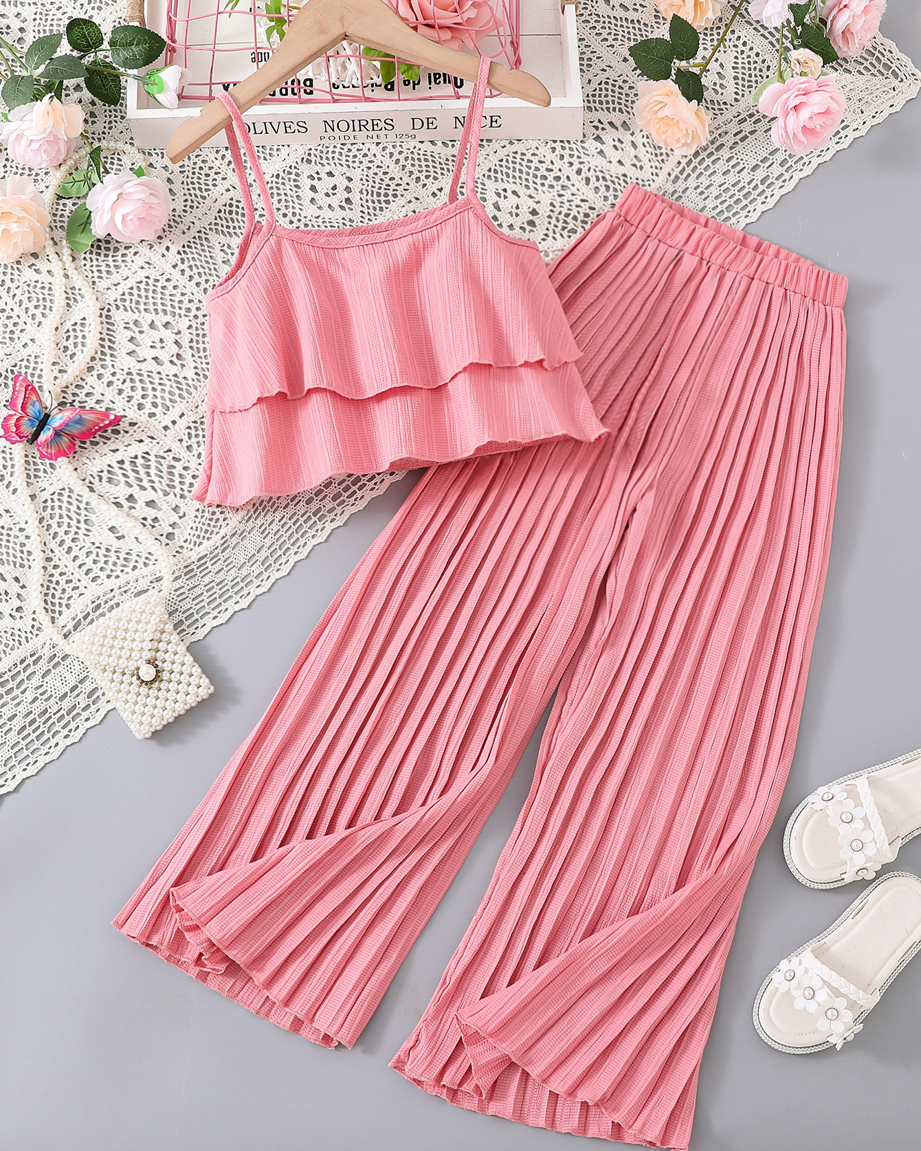 Simple Style Solid Color Polyester Girls Clothing Sets display picture 3