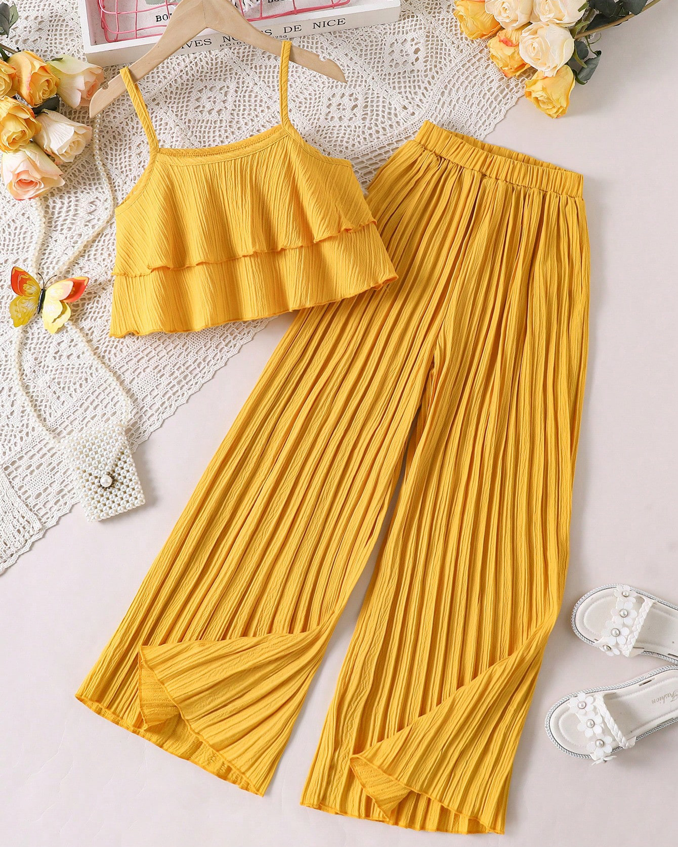 Simple Style Solid Color Polyester Girls Clothing Sets display picture 4