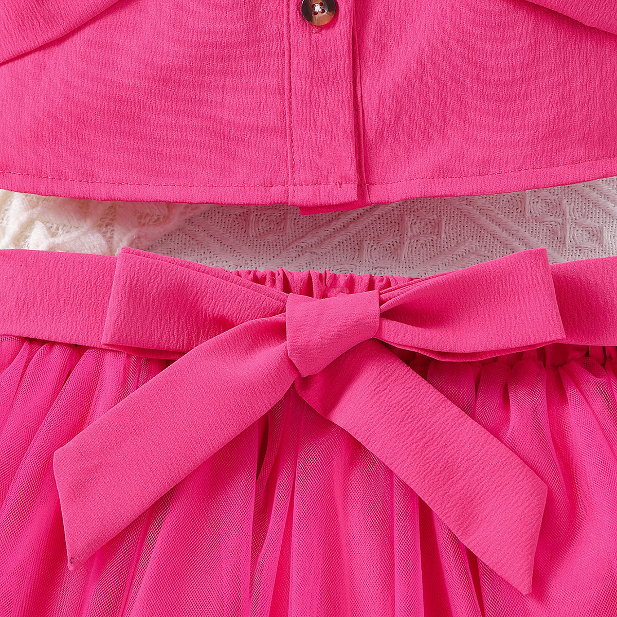 Prinzessin Einfarbig Bogenknoten Polyester Mädchen Kleidung Sets display picture 4