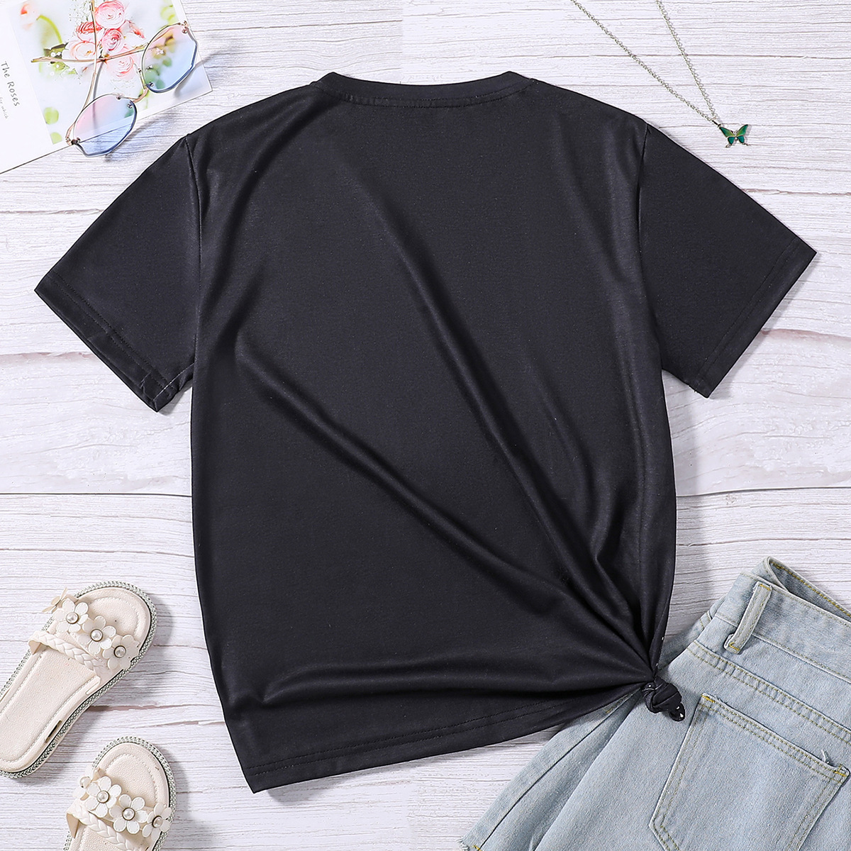 Cute Cartoon Letter Color Block Polyester T-shirts & Blouses display picture 2