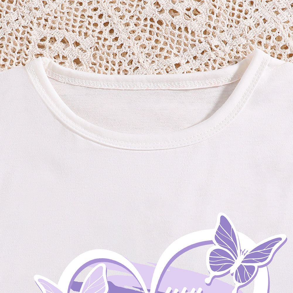 Mignon Dessin Animé Lettre Papillon Polyester T-shirts & Blouses display picture 3