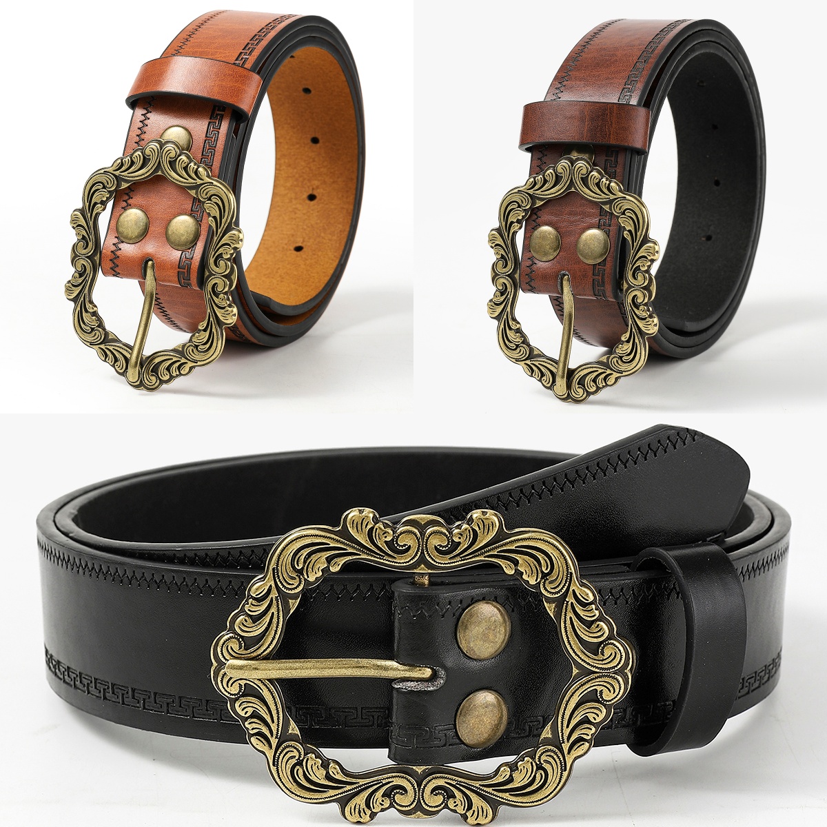 Classic Style Streetwear Solid Color Pu Leather Unisex Leather Belts display picture 1