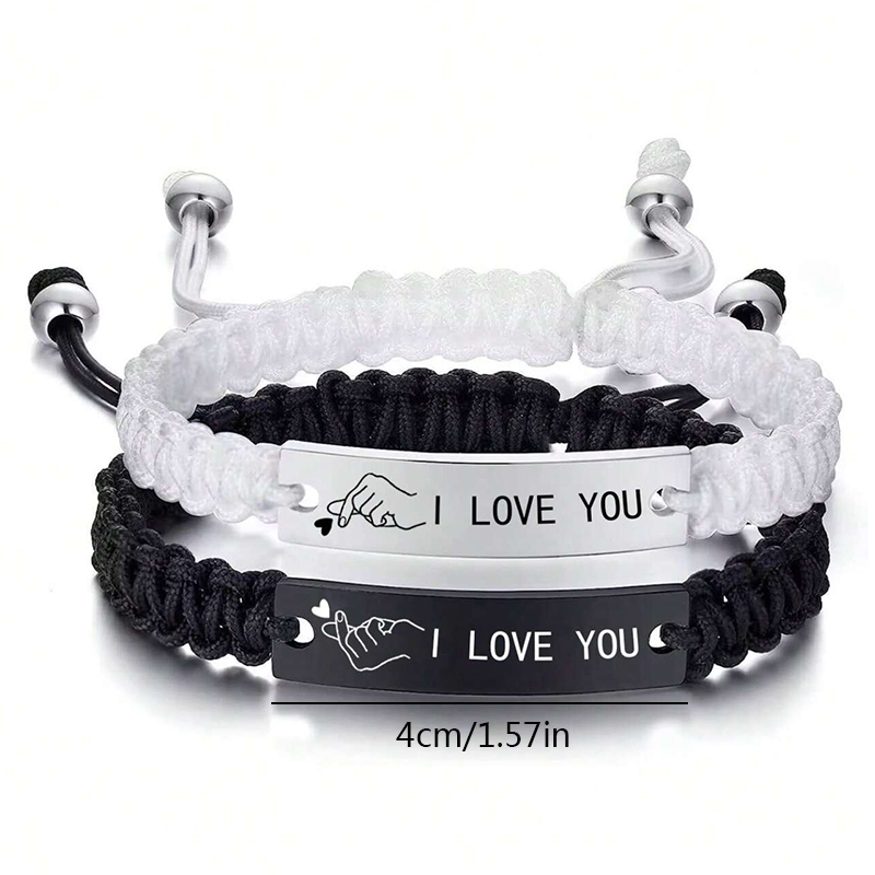 Romantic Simple Style Letter Rope Drawstring Braid Couple Drawstring Bracelets display picture 1
