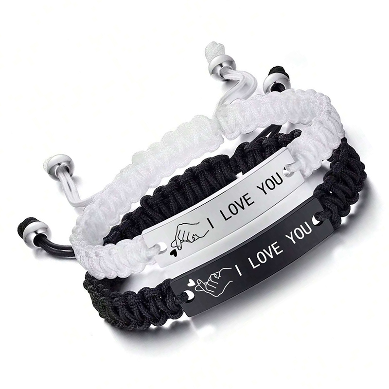 Romantic Simple Style Letter Rope Drawstring Braid Couple Drawstring Bracelets display picture 2