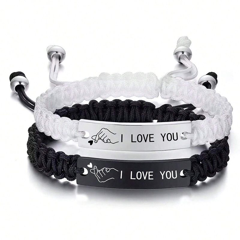 Romántico Estilo Simple Letra Soga Cordón Trenza Pareja Pulseras De Cordón display picture 3