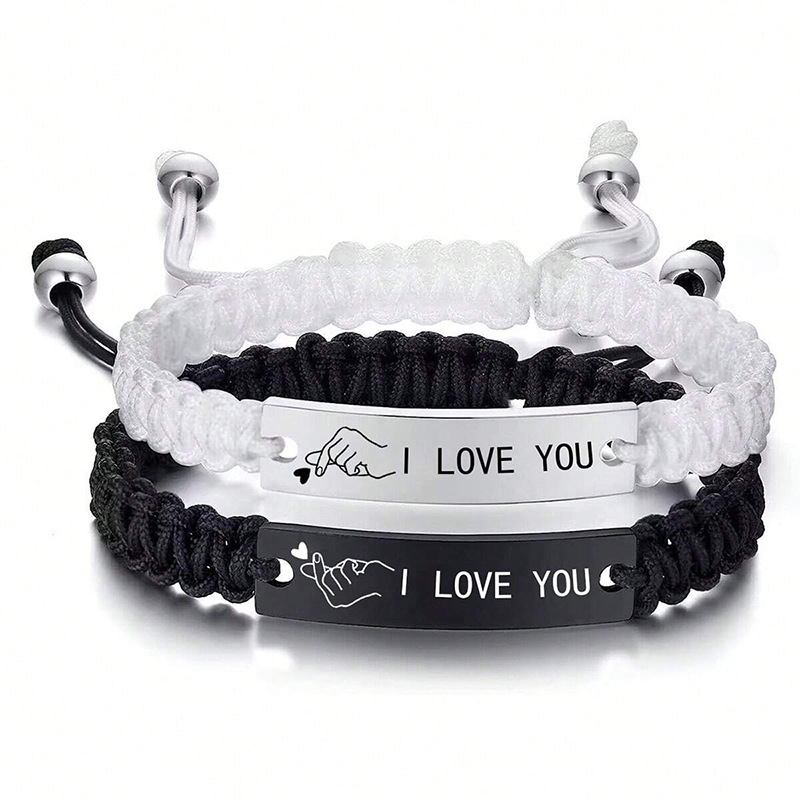 Romantic Simple Style Letter Rope Drawstring Braid Couple Drawstring Bracelets display picture 3