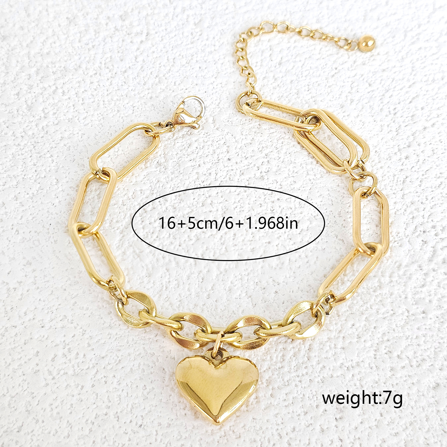 304 Stainless Steel Gold Plated Elegant Plating Heart Shape Bracelets display picture 5