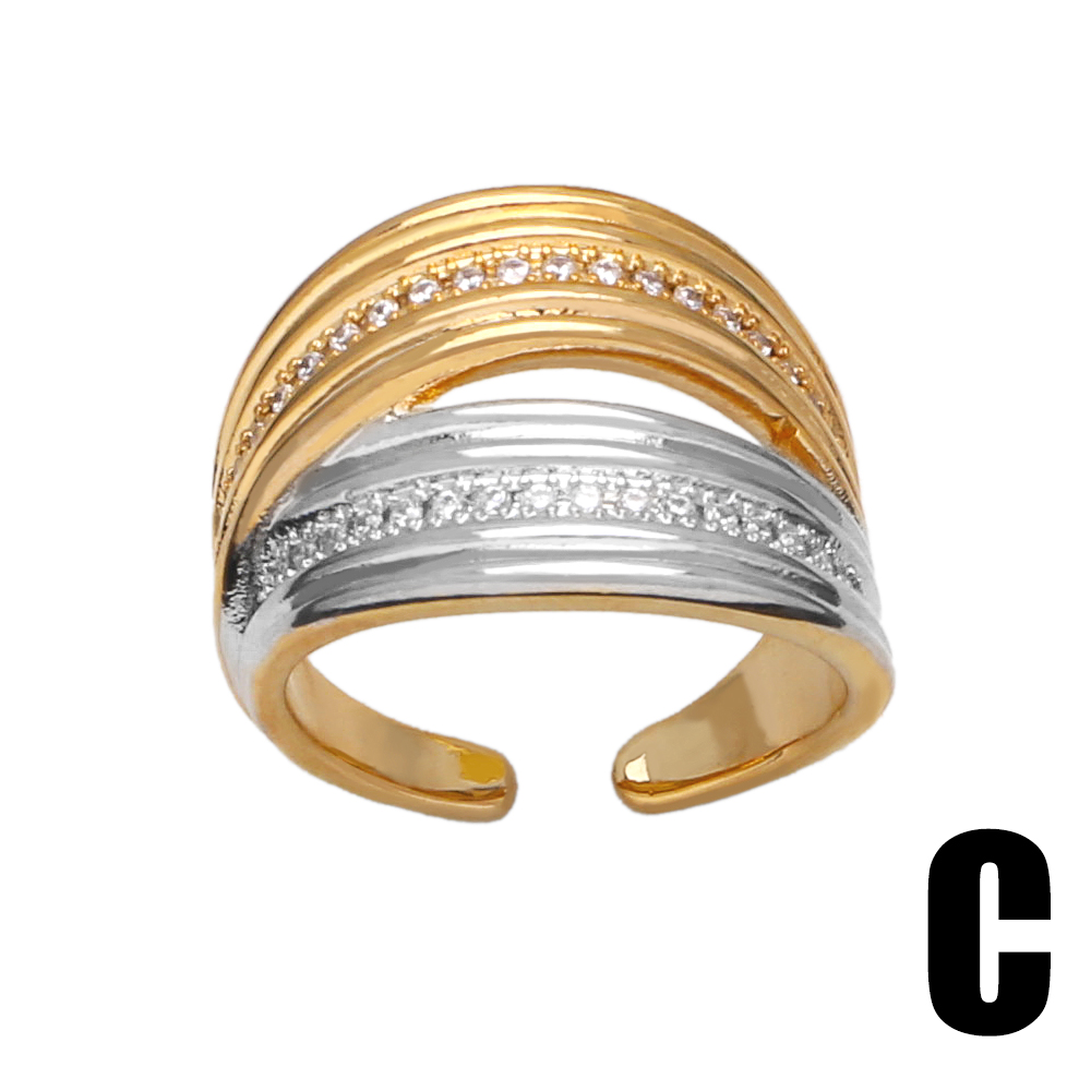 Wholesale Retro Simple Style Roman Style Geometric Copper Plating Inlay 18K Gold Plated Zircon Rings display picture 6