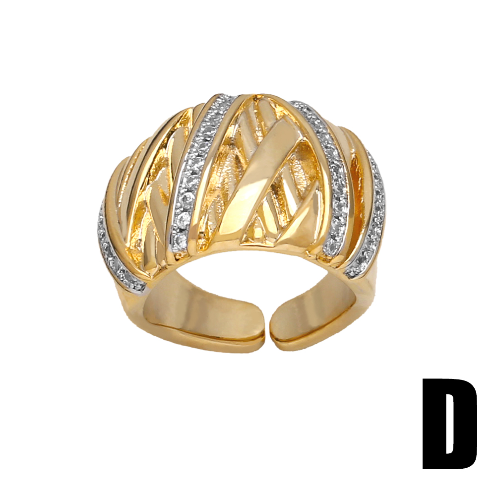 Wholesale Retro Simple Style Roman Style Geometric Copper Plating Inlay 18K Gold Plated Zircon Rings display picture 7