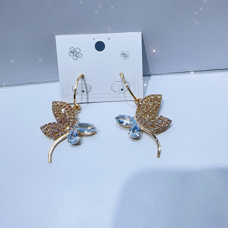 1 Pair Simple Style Classic Style Butterfly Plating Inlay Brass Rhinestones Zircon Gold Plated Drop Earrings display picture 14