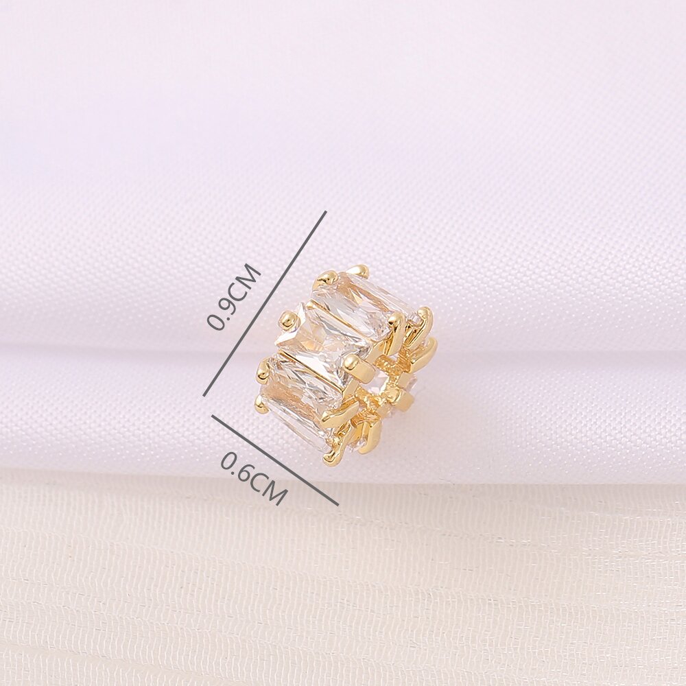 1 Piece 9*6mm Hole 5~5.9mm Copper Zircon 18K Gold Plated Round Square Polished Beads Spacer Bars display picture 2