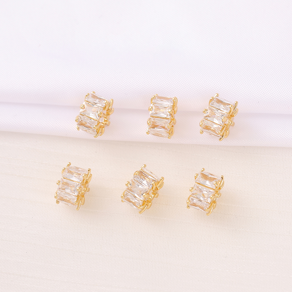 1 Piece 9*6mm Hole 5~5.9mm Copper Zircon 18K Gold Plated Round Square Polished Beads Spacer Bars display picture 1