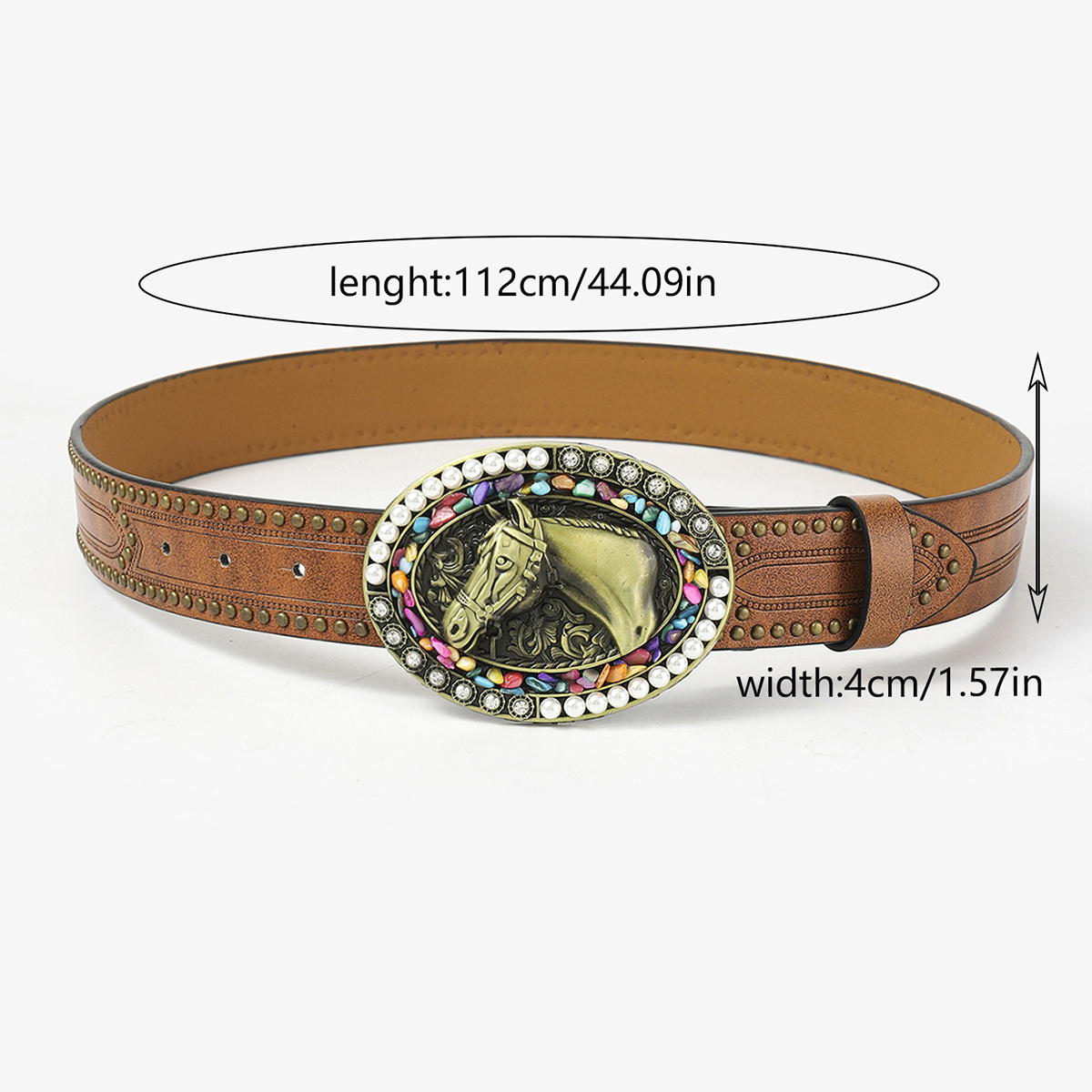 Retro Vacation Animal Pu Leather Inlay Turquoise Women's Leather Belts display picture 13
