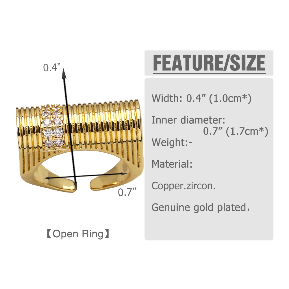 Wholesale Elegant Simple Style Geometric Copper Plating Inlay 18K Gold Plated Zircon Rings display picture 1