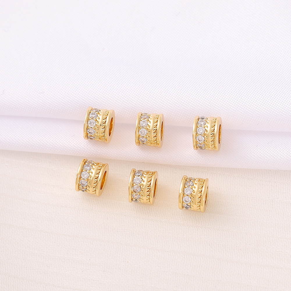 1 Piece 6.5*5mm 3.5MM Copper Zircon 18K Gold Plated Round Polished Beads display picture 1